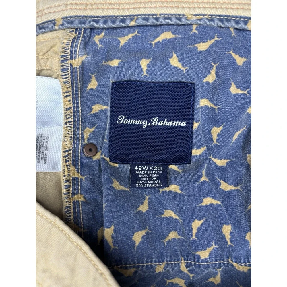 Tommy Bahama Khaki Chino Pants Men's 42x30 Stretch Pima Cotton, Modal, & Spandex